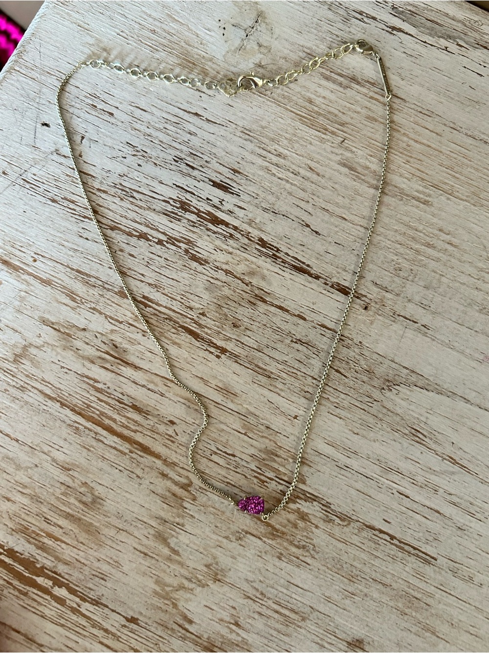 Kendra Scott Gold Chain Necklace with Pink Pavé Heart